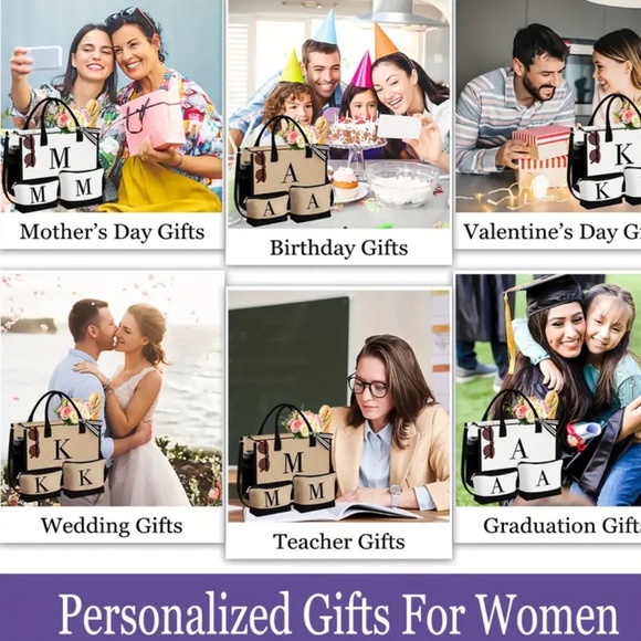 New- 3 piece letter “K” canvas bag, multiple uses, large tote with zipper - Picture 5 of 7